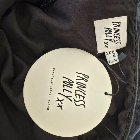 NWT Princess Polly Amelia Strapless Mini Dress US 8 Metallic Black - Picture 6 of 6